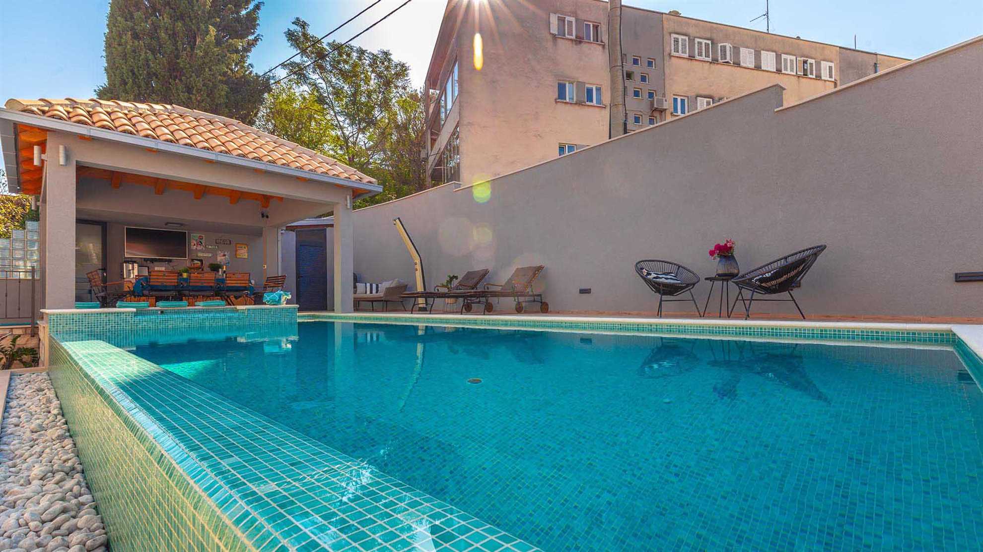 A modern vacation house in Dubrovnik with a pool