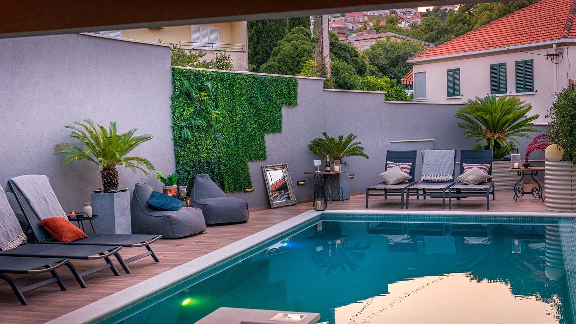 A modern vacation house in Dubrovnik with a pool