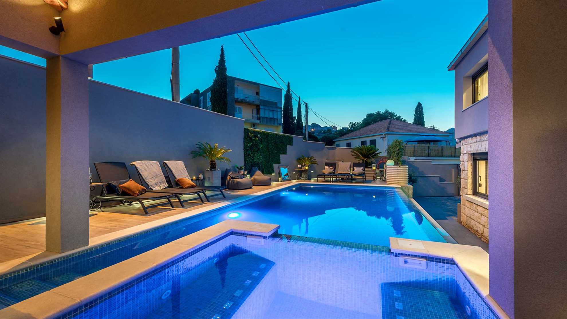 A modern vacation house in Dubrovnik with a pool