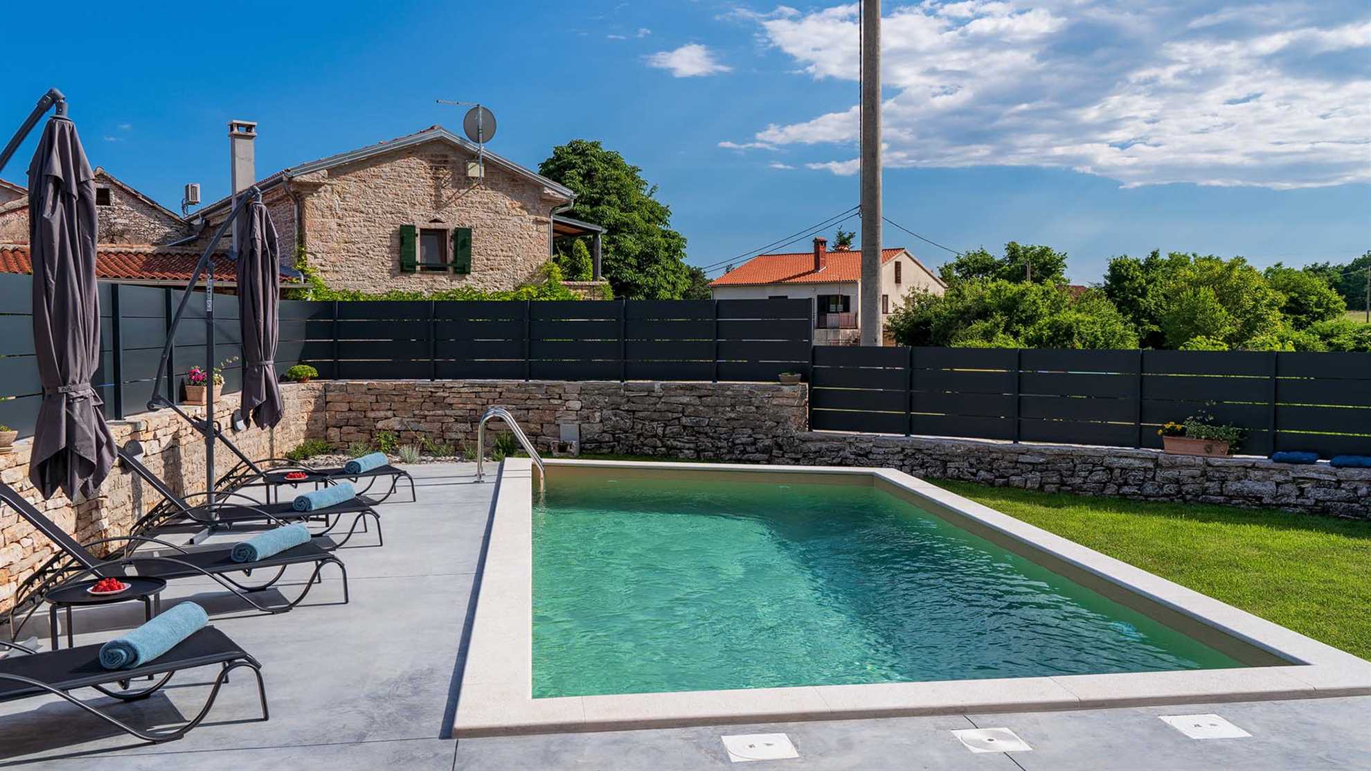 A small family villa in Pazin with a swimming pool