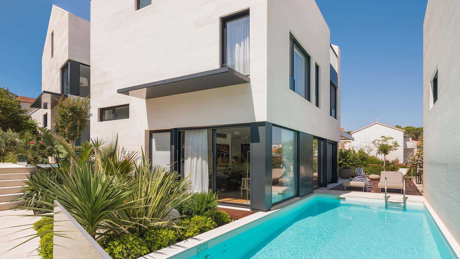 Modern poolside villa in Suitvan on island Brač