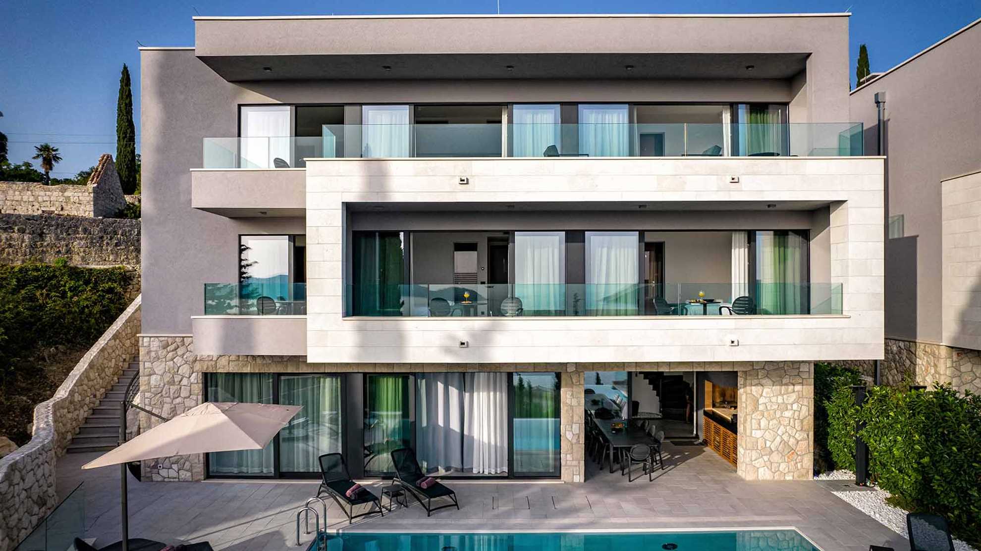 A modern mansion with a fantastic sea view