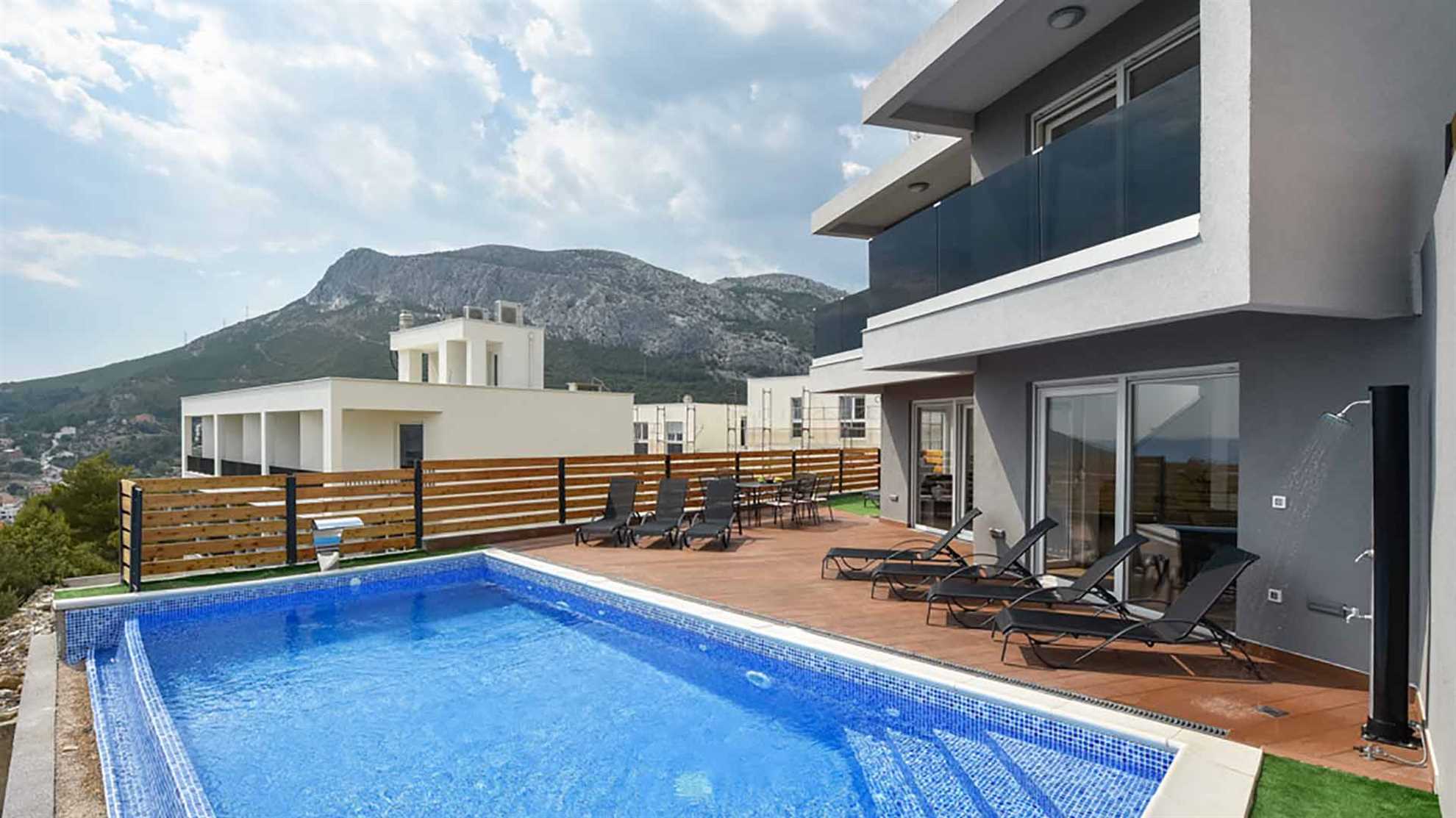 A modern poolside villa on Klis, Split with a swimming pool
