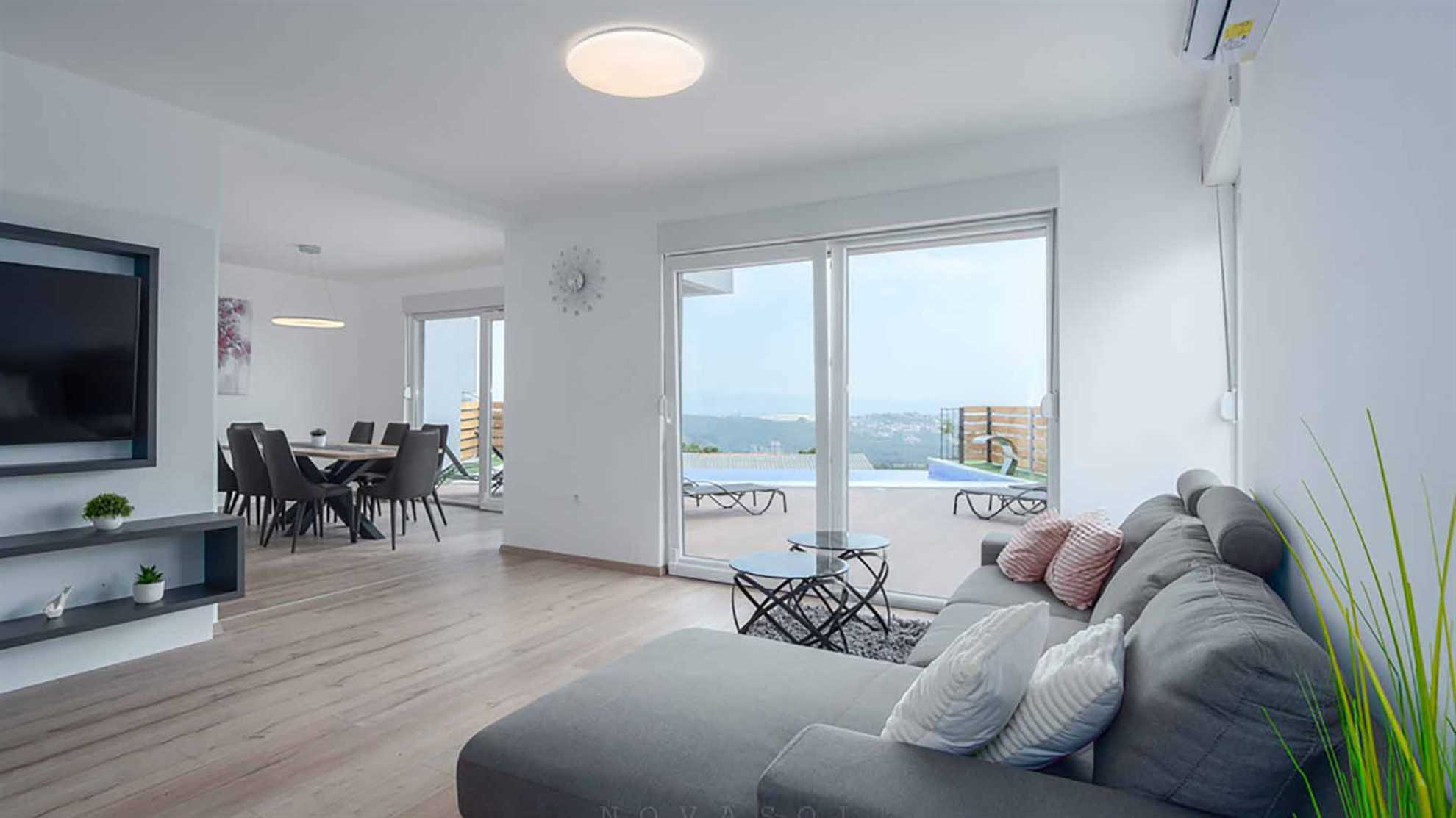 A modern, poolside complex on Klis with a stunning view on Split