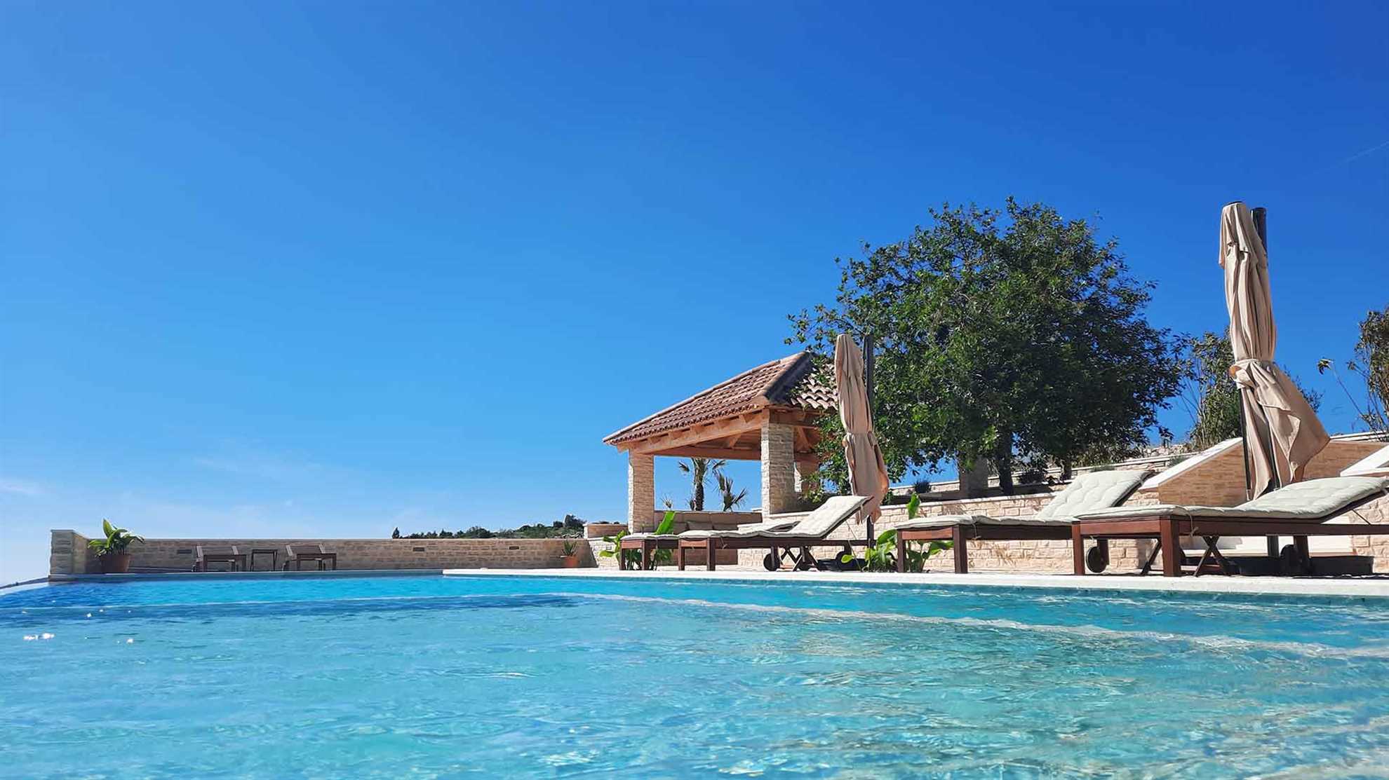 A traditional stone villa on Hvar with  pool