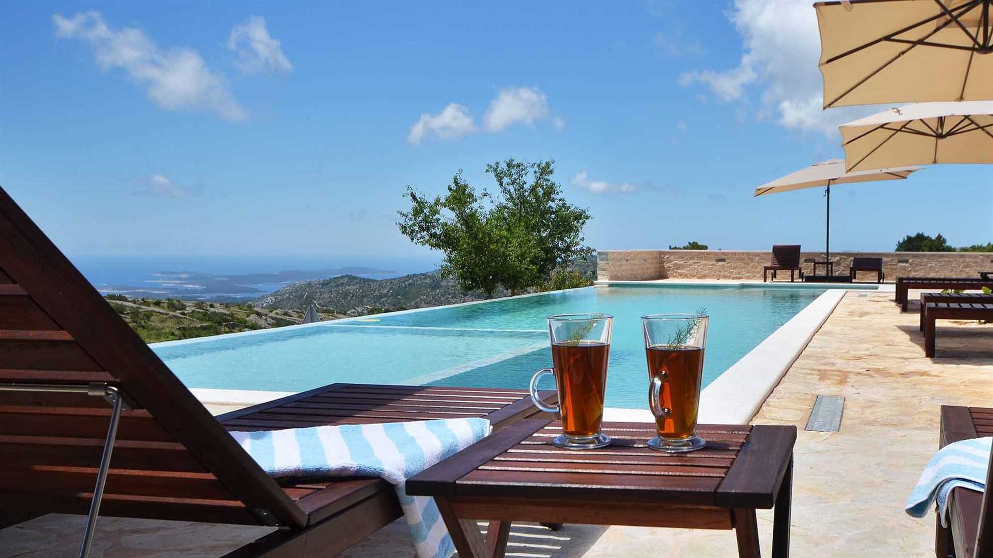 A traditional stone villa on Hvar with  pool