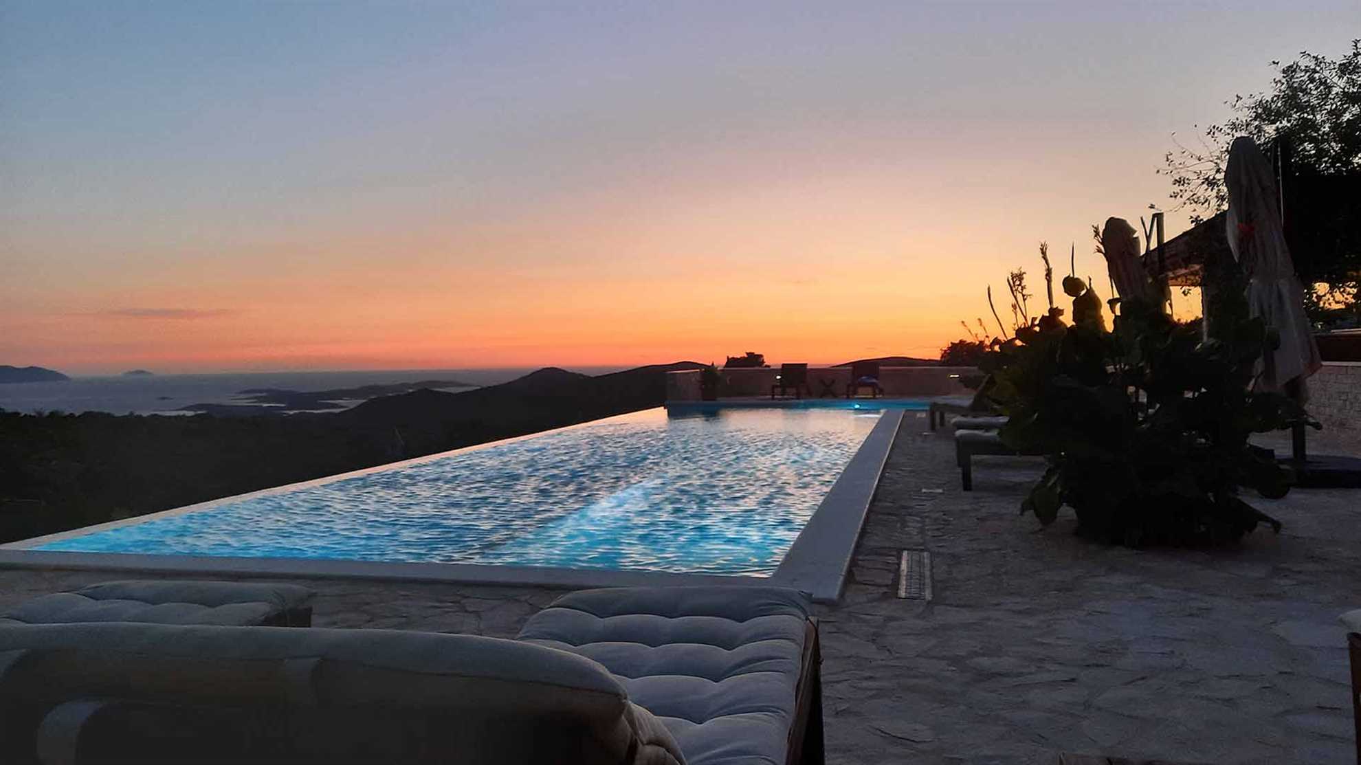 A traditional stone villa on Hvar with  pool