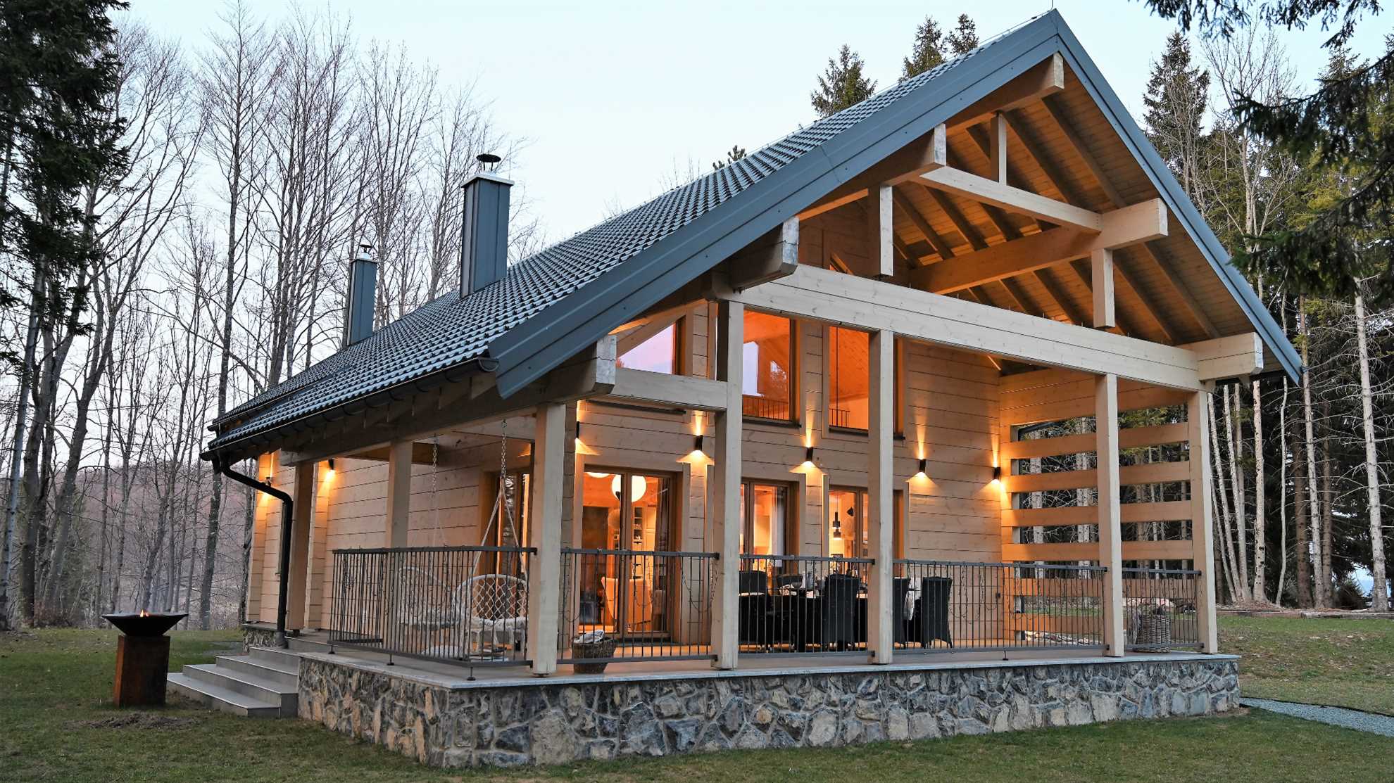 A luxury mountain cabin in Stari Laz featuring a finnish sauna