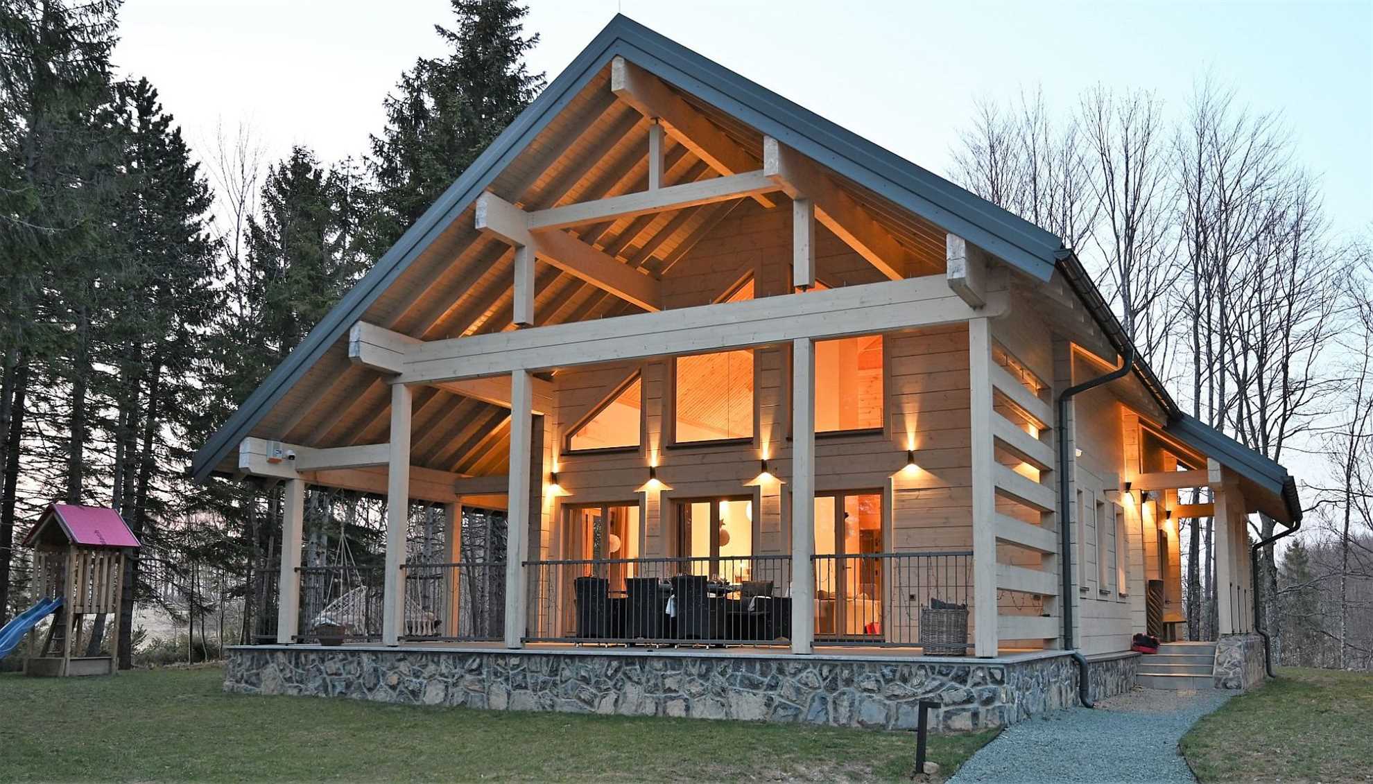 A luxury mountain cabin in Stari Laz featuring a finnish sauna