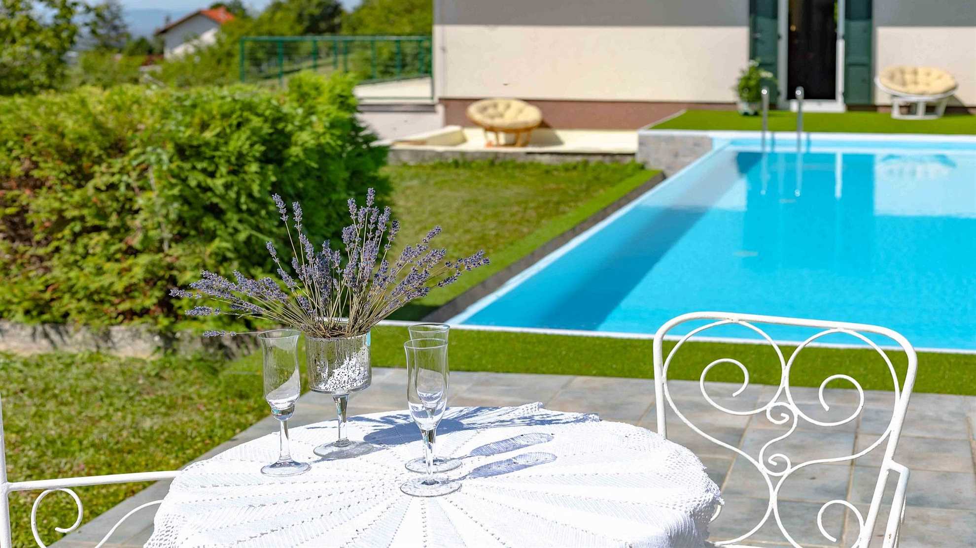Modern countryside villa with a pool and spa