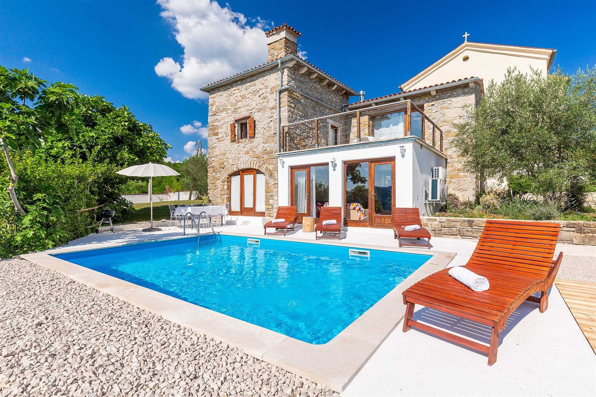 Eco-friendly stone villa on a little hill