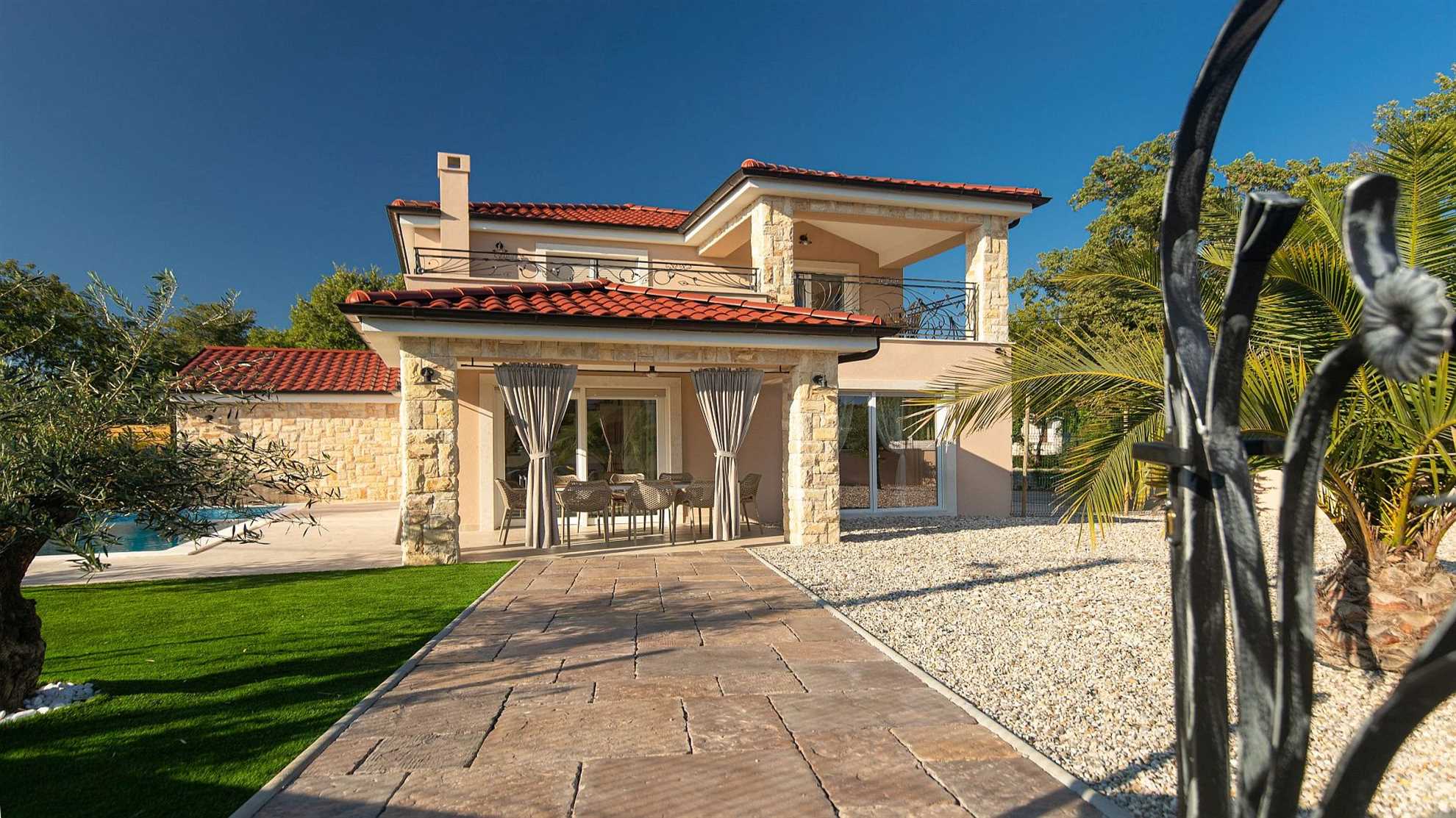 A modern poolside villa on the island Krk