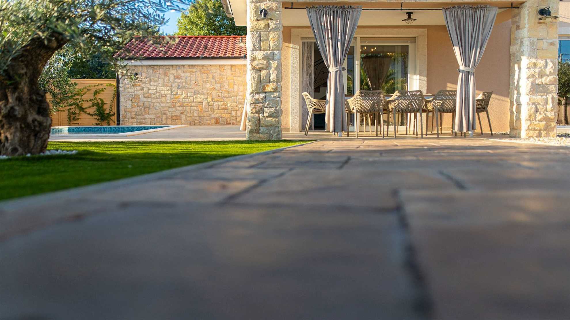 A modern poolside villa on the island Krk
