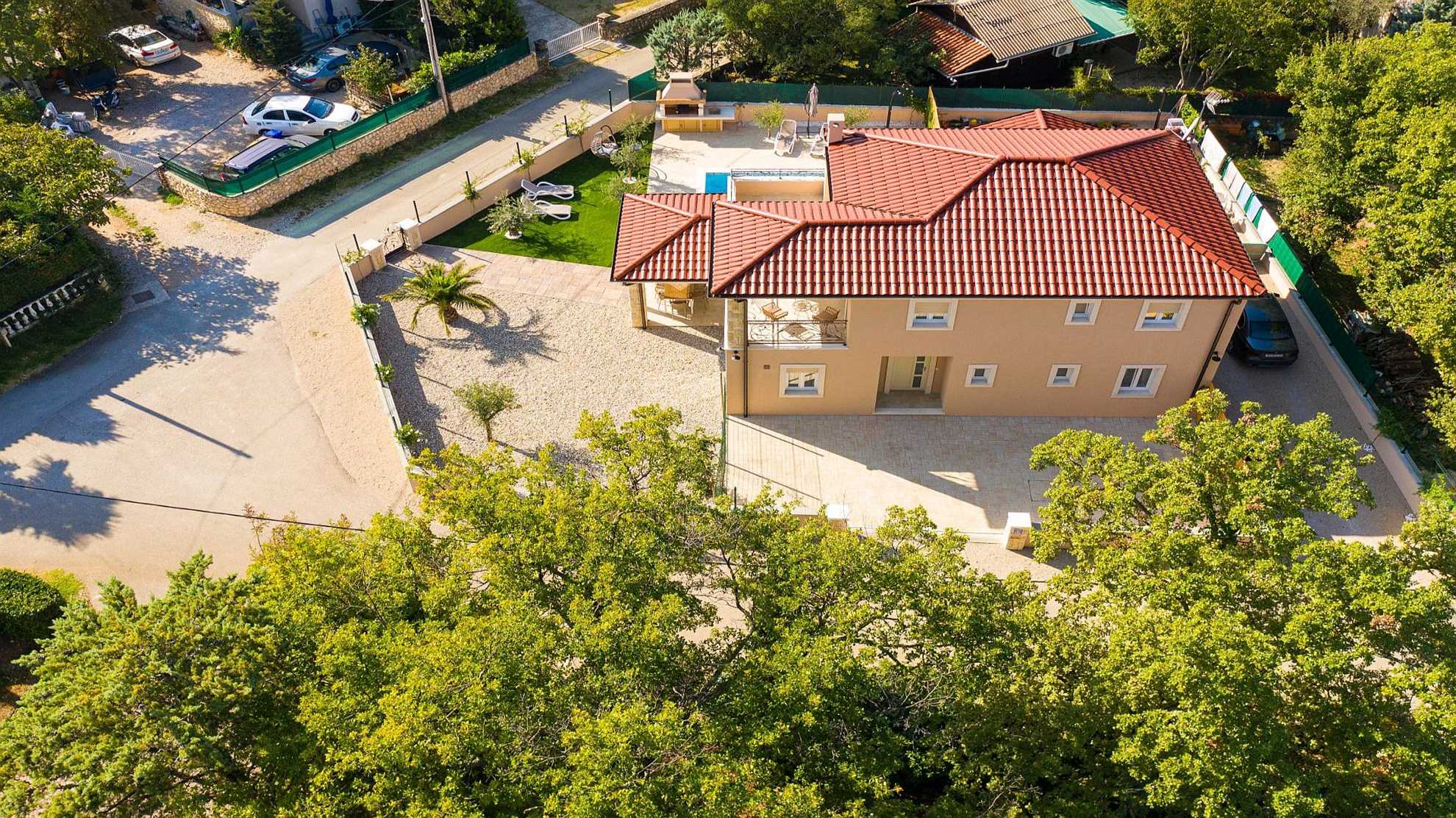 A modern poolside villa on the island Krk