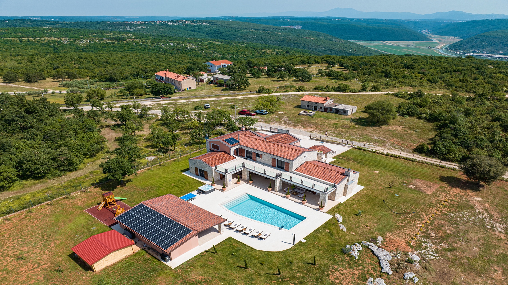 Luxurious poolside villa on spacious estate
