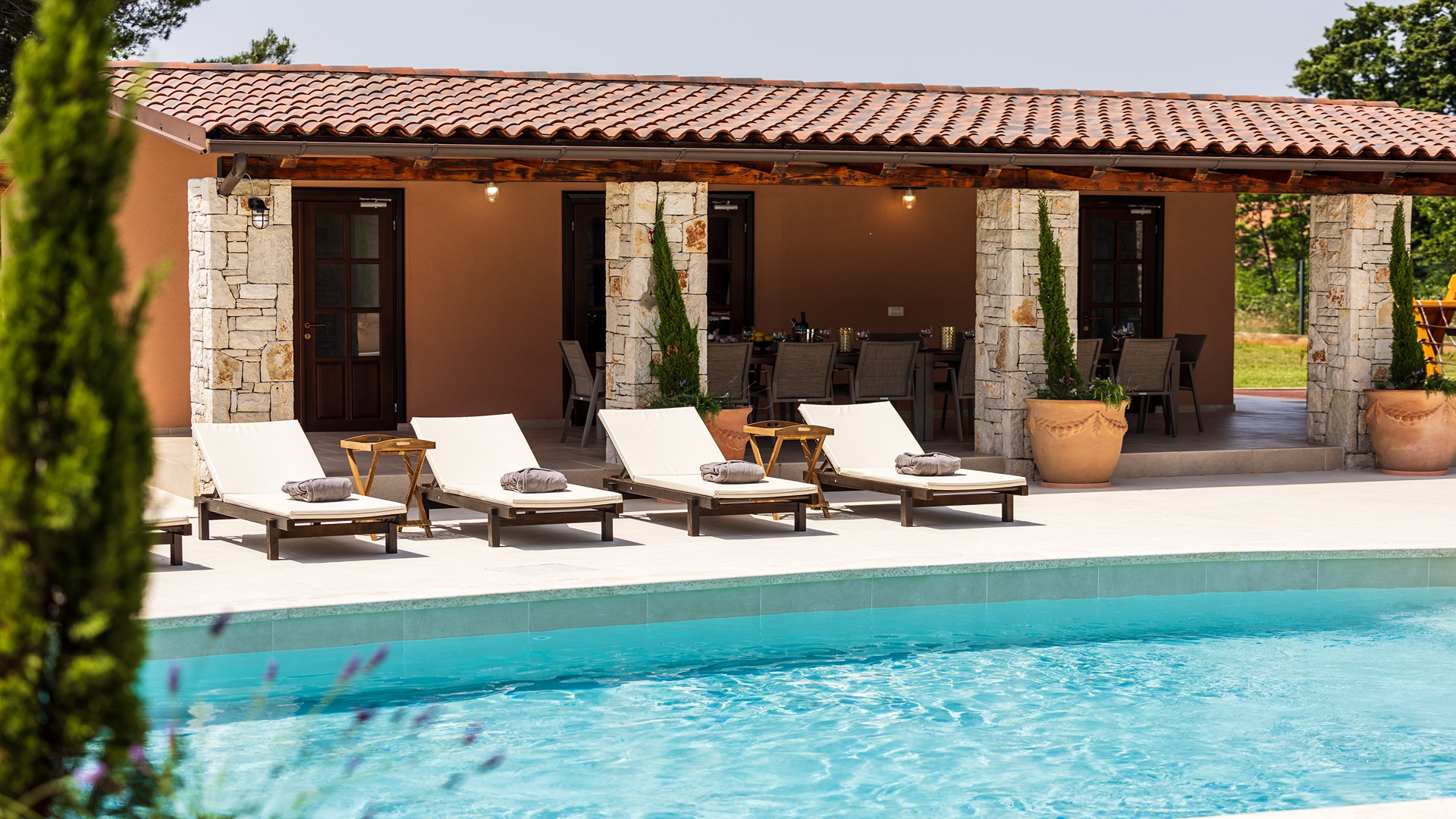 Luxurious poolside villa on spacious estate
