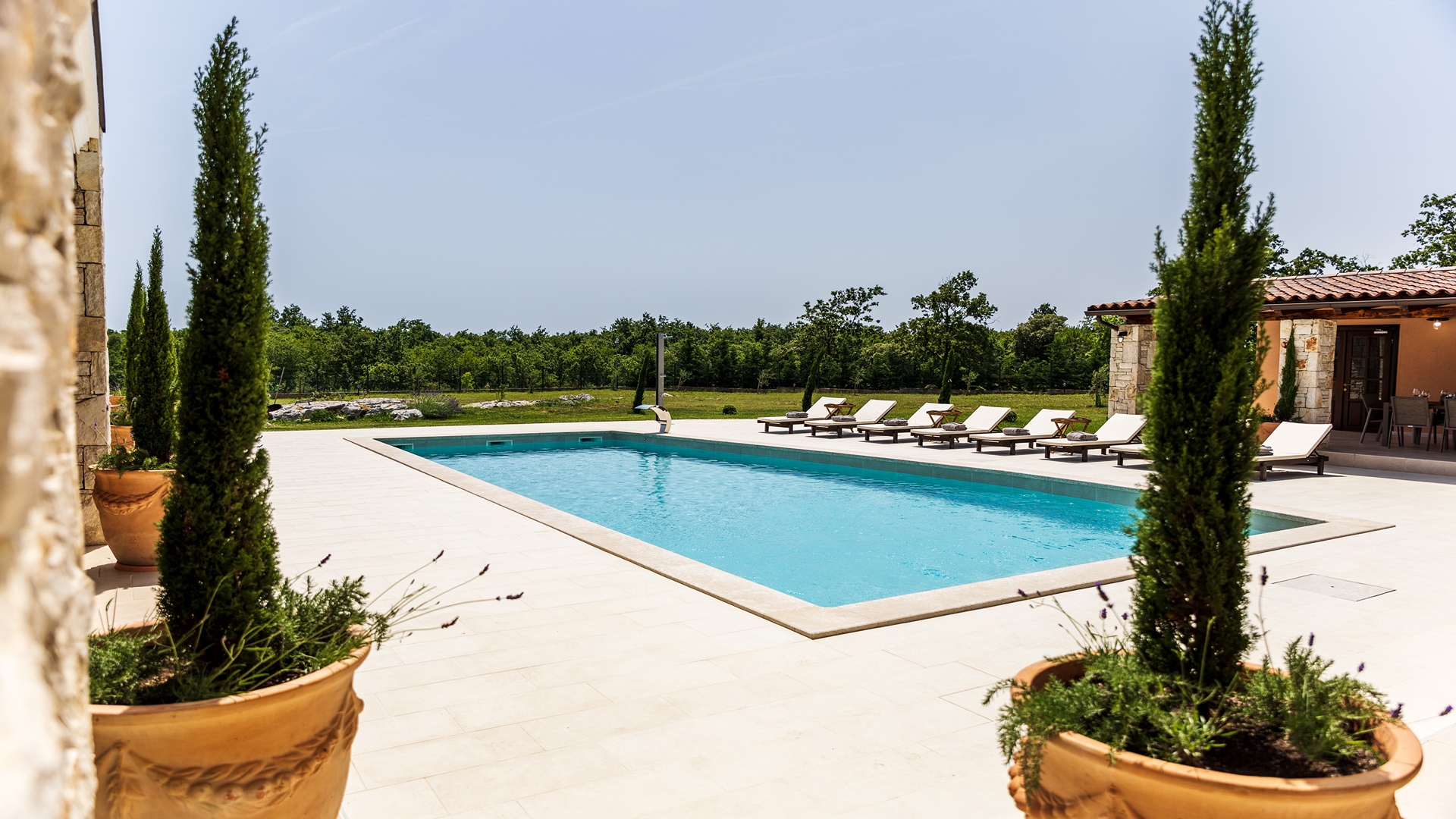 Luxurious poolside villa on spacious estate