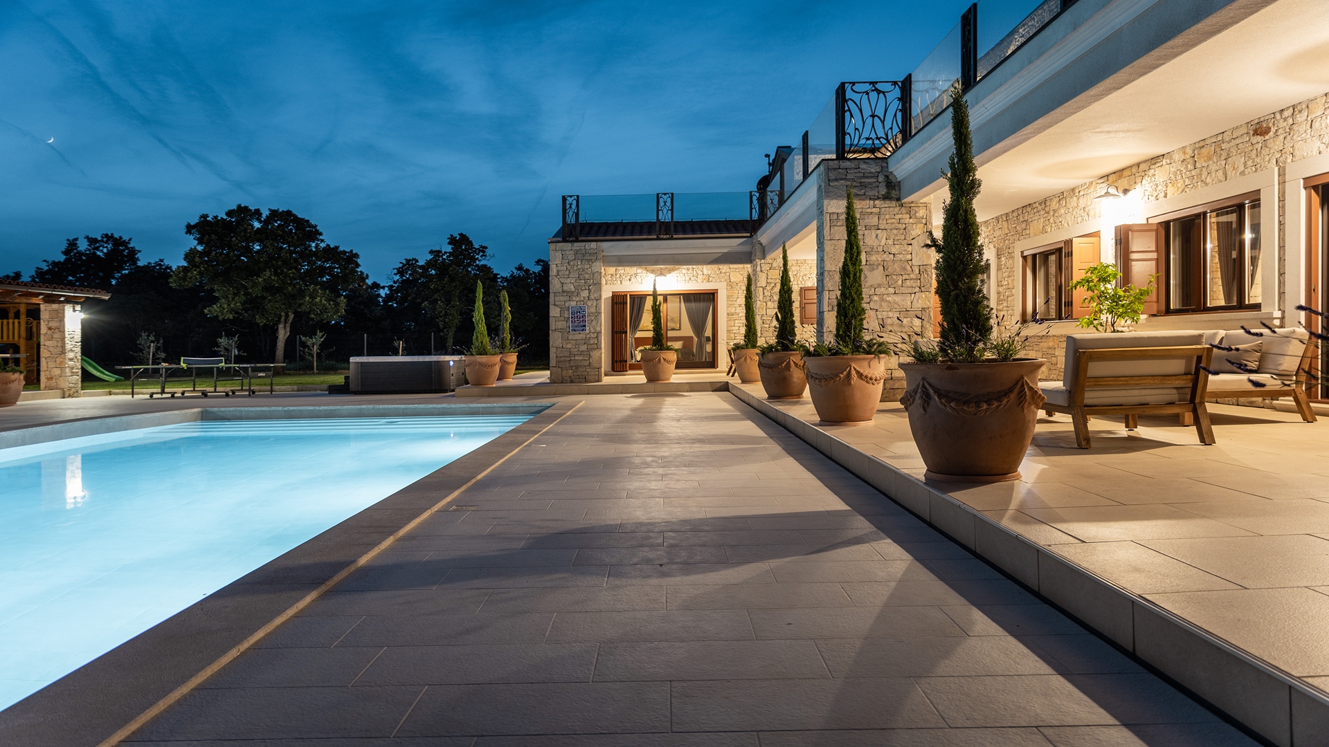 Luxurious poolside villa on spacious estate
