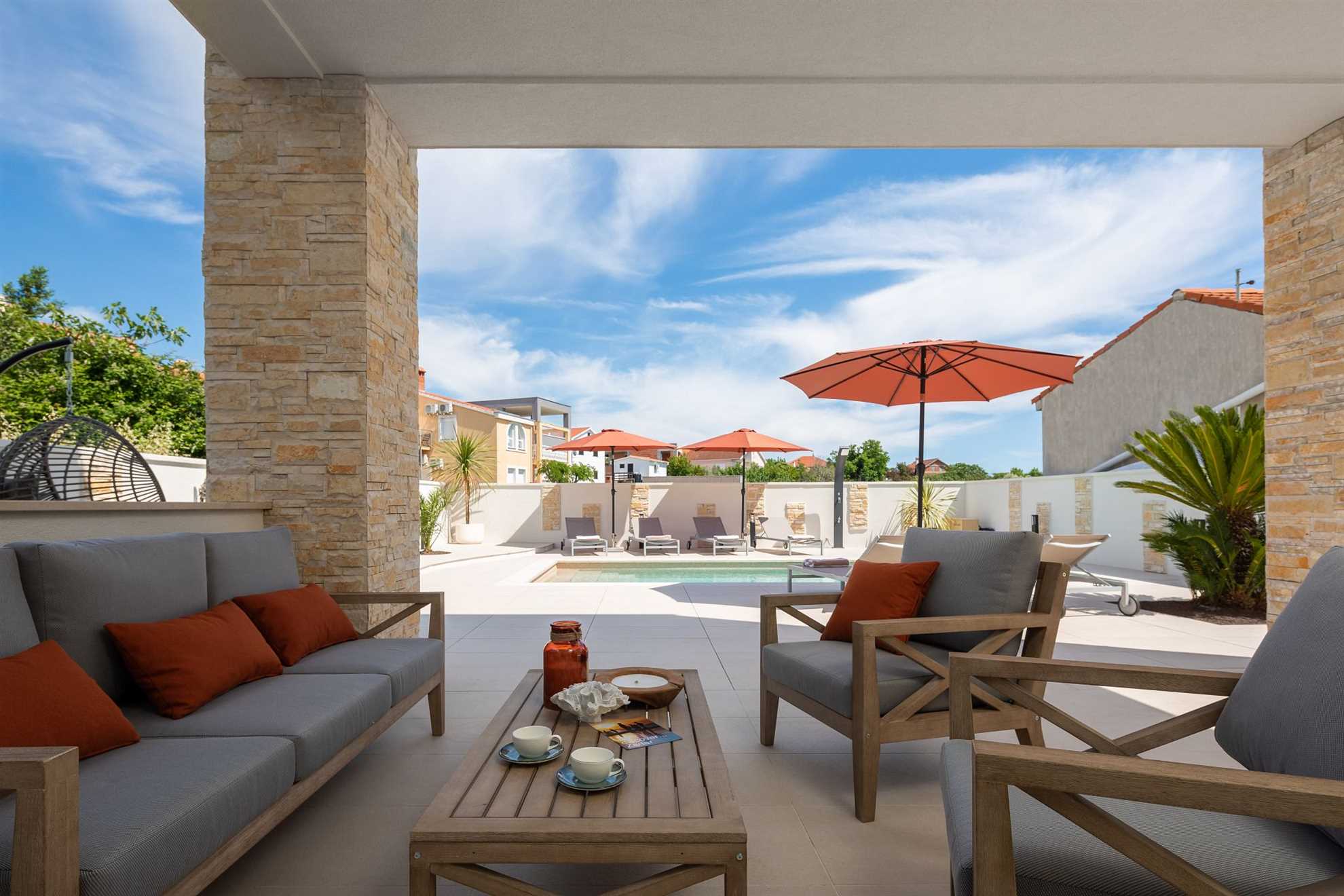Luxurious beachfront villa with swimming pool