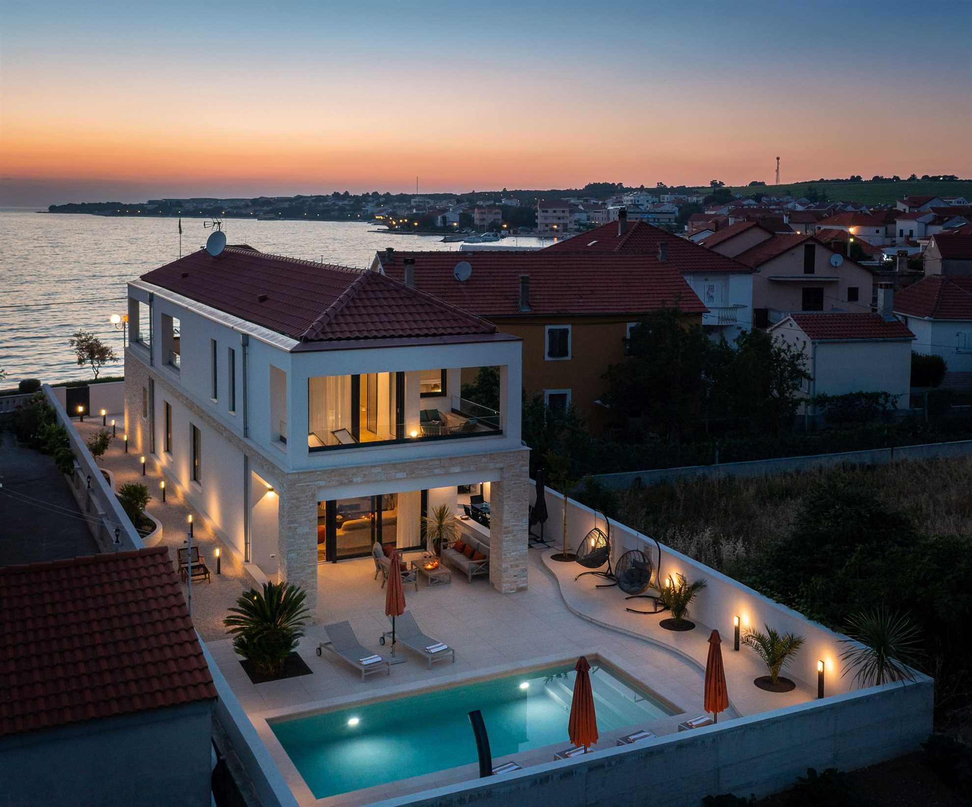 Luxurious beachfront villa with swimming pool