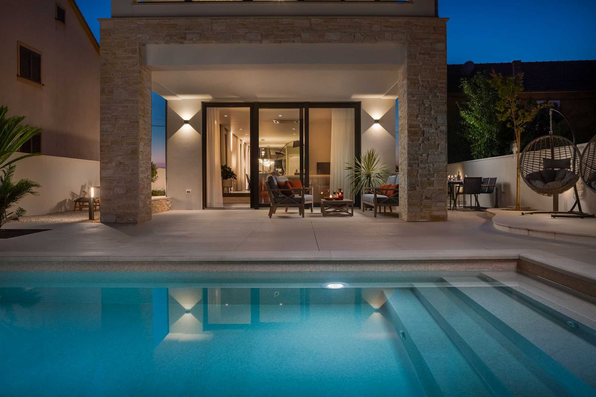 Luxurious beachfront villa with swimming pool