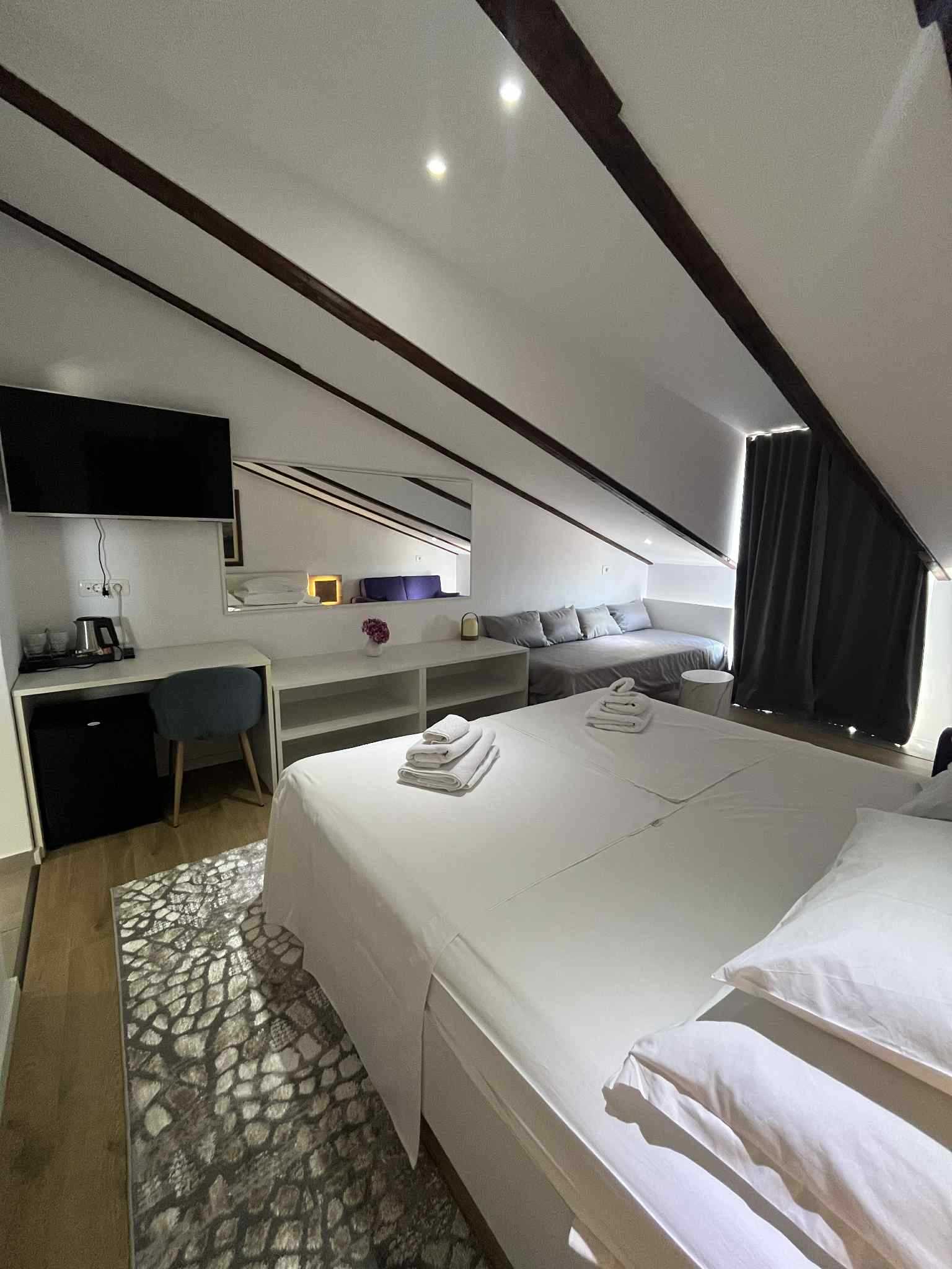 Image of Large Double Room with Balcony and Pool View- Attic
