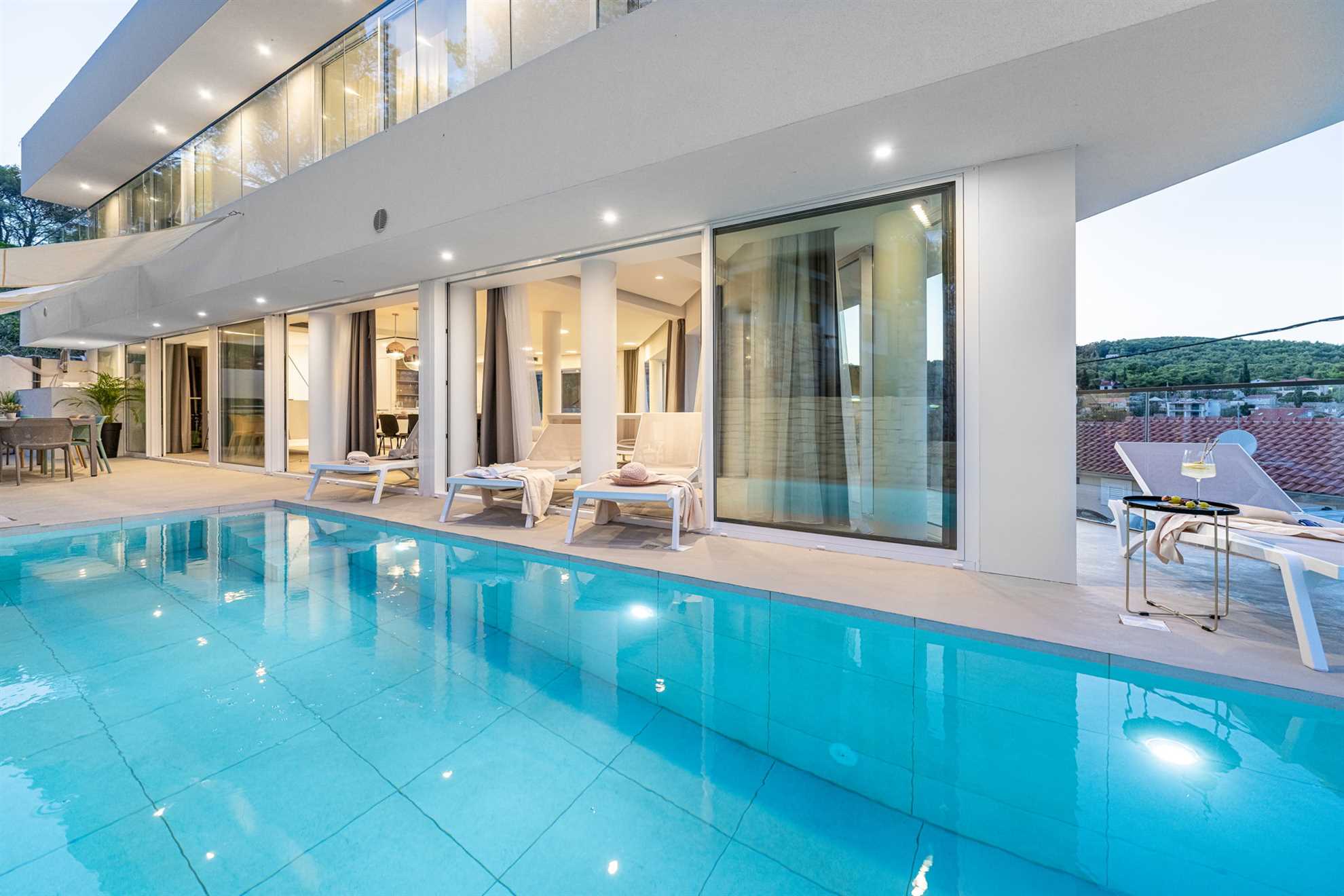 Image of Luxury Villa Golden Hour with Pool